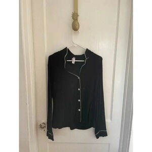 Lilac & Lavender Women's Size Large Black & White Soft Button Down Loungewear Sh